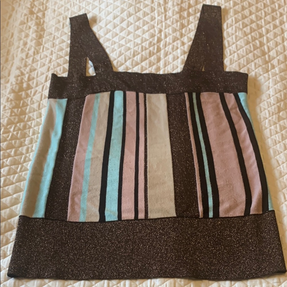 Louben Glittery Striped Sleeveless Top
